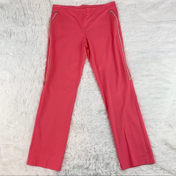 VDP Collection mid rise Straight Leg knit Pants with exposed zipper details - Picture 4 of 12